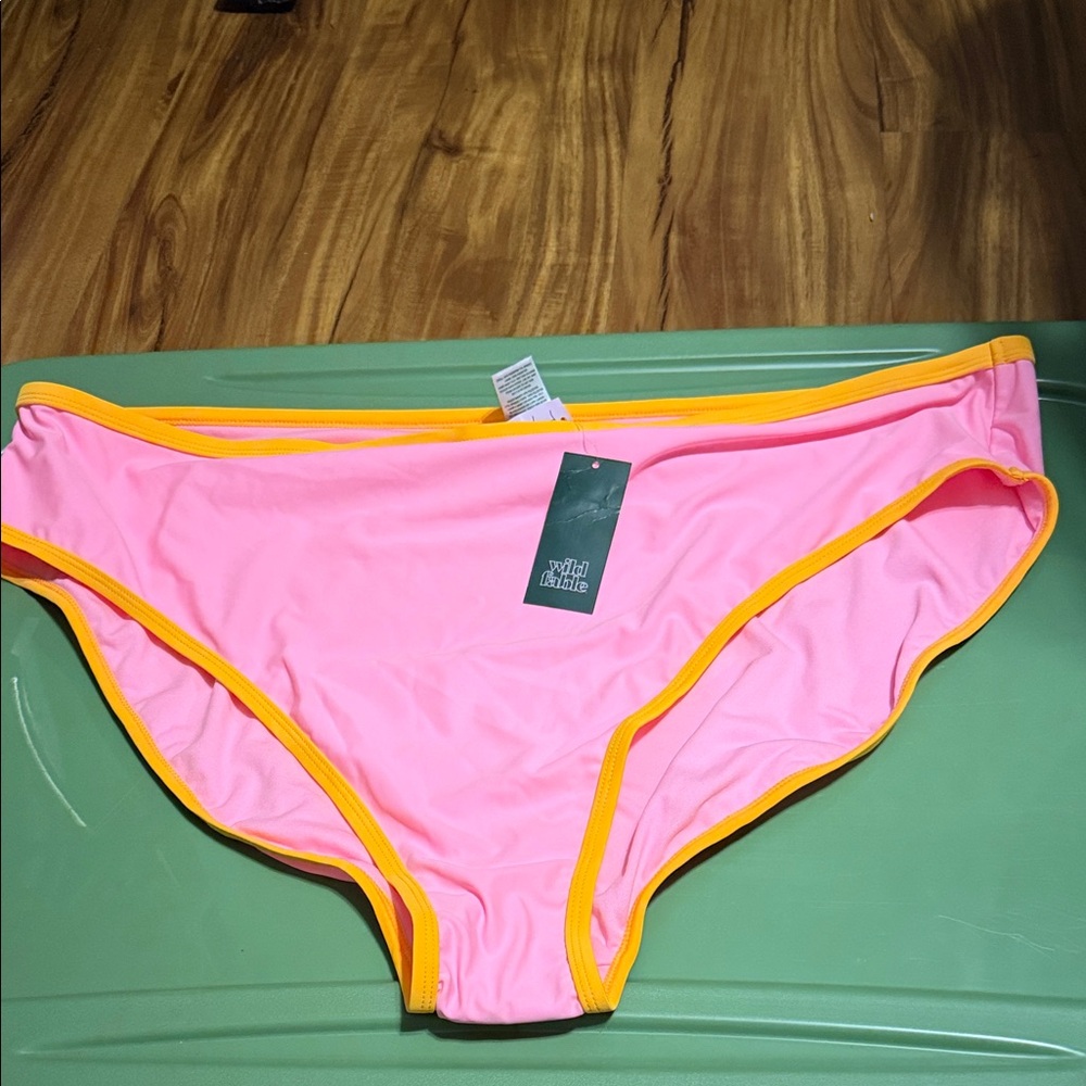 Wild Fable Pink Bikini Bottom with Orange Trim
